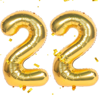 Gold Luftballon Zahlen 22 22. Geburtstag Deko Folienballon Zahl 22 Riesenzahl Ba