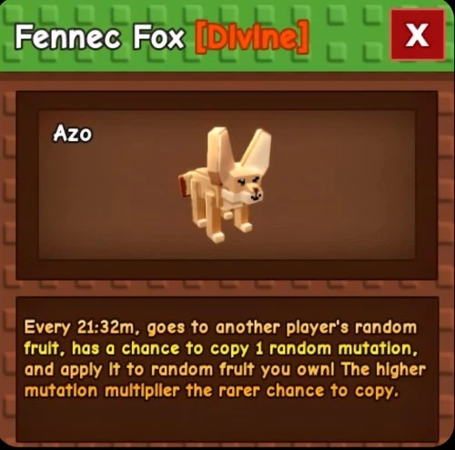 Fennec Fox | Grow a Garden | G a G | Roblox | Digital Delivery Only