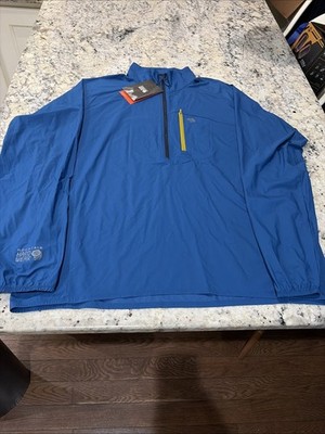 Mountain Hardwear Jacket Mens XXL Blue 1/2 Zip Pullover Windbreaker Hiking New