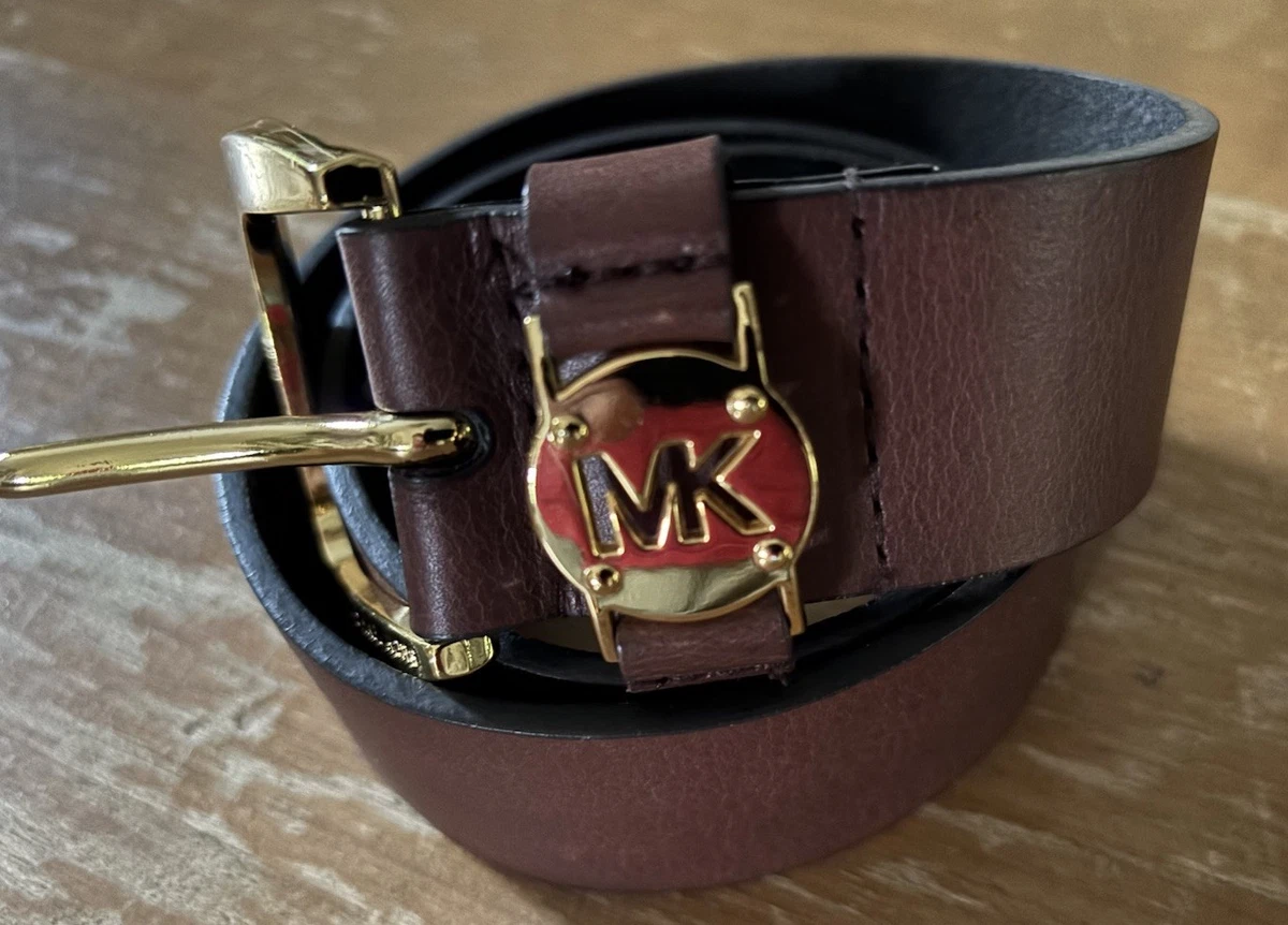 ?Michael Kors Genuine Leather Waist Belt SZ XS Michael Kors 38mm Leather Reversible MK Logo Plaque Buckle  main image 4