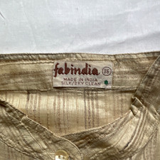 Fabindia Men's Beige Handwoven Silk Kurta Kurti Style, Size 36