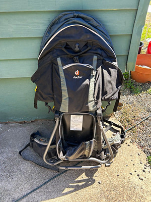 Deuter Kid Comfort III Hiking Baby Backpack Carrier, Black/Gray, Adjustable