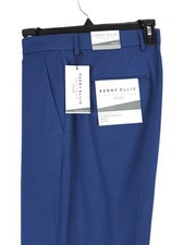 Perry Ellis Portfolio Modern-Fit Stretch Birdseye Dress Pant Navy Blue 36x29 NWT