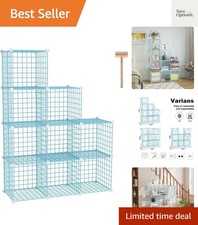 Elegant Blue 9-Cube Organizer - Sturdy Metal Shelves for Smart Storage Solutions