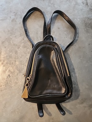 Vintage Americana By Sherif Black Leather Triangle Backpack Purse | eBay
