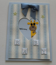 Anna Griffin "Welcome Baby" Blue 3D Handmade Layered Card