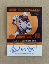 2020-21 Credentials Hockey Alexis Lafreniere Rookie Ticket Access Auto Card /15