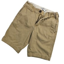 Abercrombie Kids Chino Shorts Boys 9/10 Khaki Adjustable Waist Stretch Logo EUC