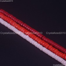 Natural Coral Heishi Gemstone Spacer Beads Red Orange Pink White 15.5" 2x4mm