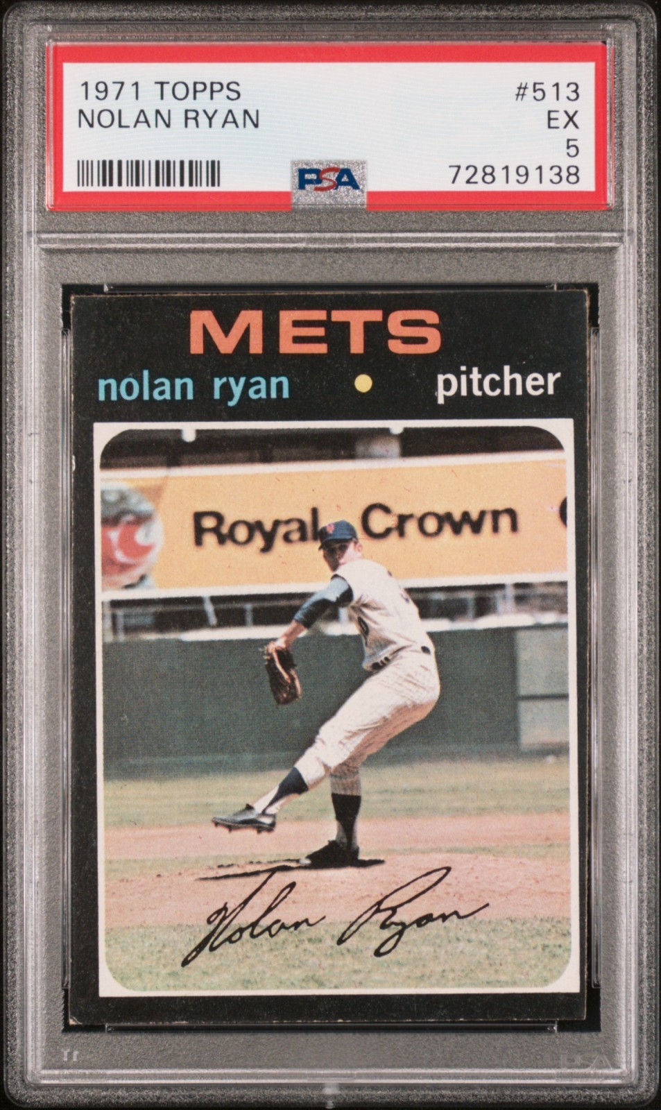 NOLAN RYAN 1971 Topps PSA 5 EX #513 graded Mets HOF pitcher baseball card view 1