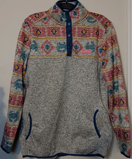 SIMPLY SOUTHERN Fleece Pullover Crab Pineapple Coastal Snap Preppy Women Medium