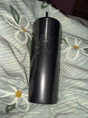 Starbucks Stainless Steel Black Cold Drink Tumbler With Screw On Lid w/ Straw