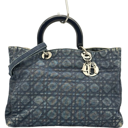 DIOR Lady Dior Large Blue Denim Shoulder Bag #OKB12095