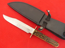 Vintage John Newton & Co Sheffield England 1906 stag Bowie fixed blade knife mst