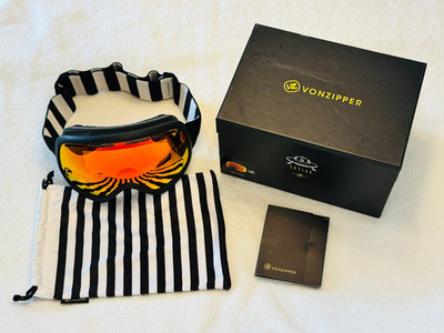 VonZipper Skylab Ski Snowboard Goggles Black Satin Fire Chrome Von Zipper