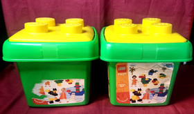 Two Lego Duplo Small Brick Preschool Bucket Sets #4080 - 2002 - Complete