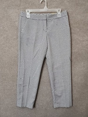 Express Editor Crop Dress Pants Womens 6 Black White Textured Low Rise NEW