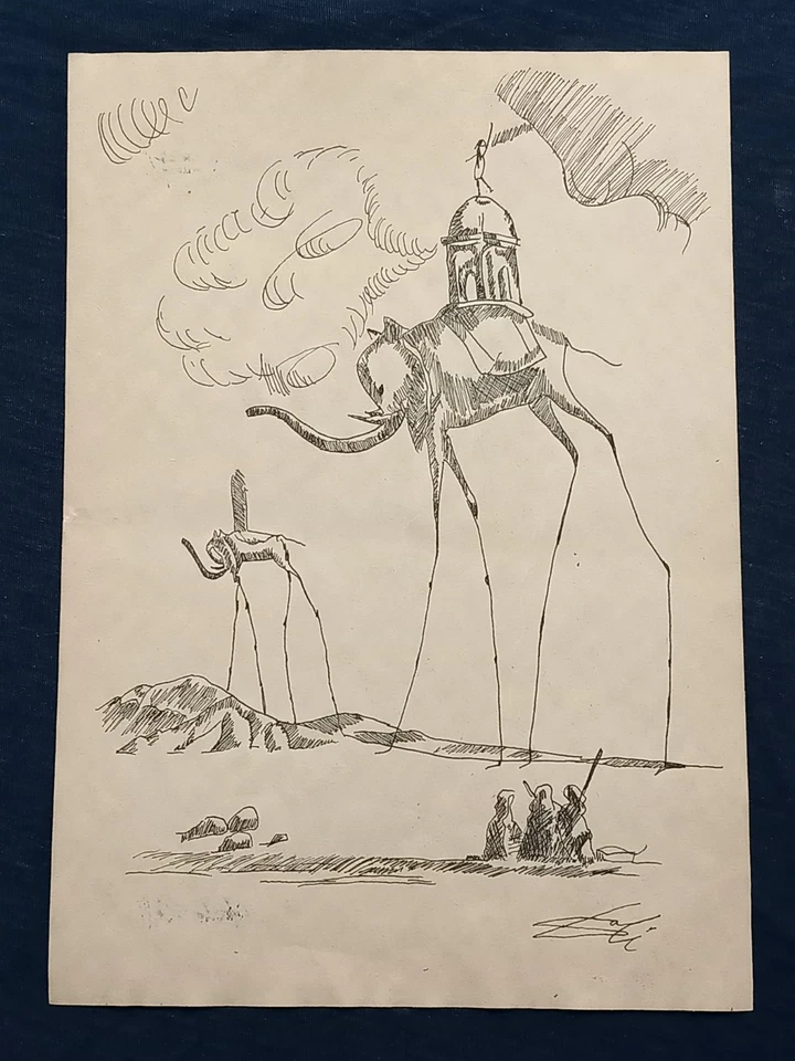Salvador Dalí Drawing on paper (Handmade) signed and stamped mixed media. - Image 2 of 4