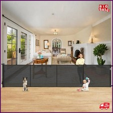 Reinforced 42" Extra Tall Retractable Dog Gate, 200" Extra Wide Baby Gate with S