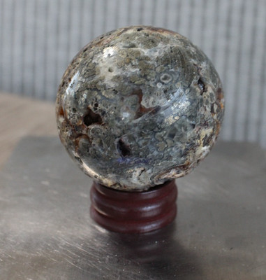 PYRITE IN AGATE SPHERE 48.4 MM/ 139 GRAMS