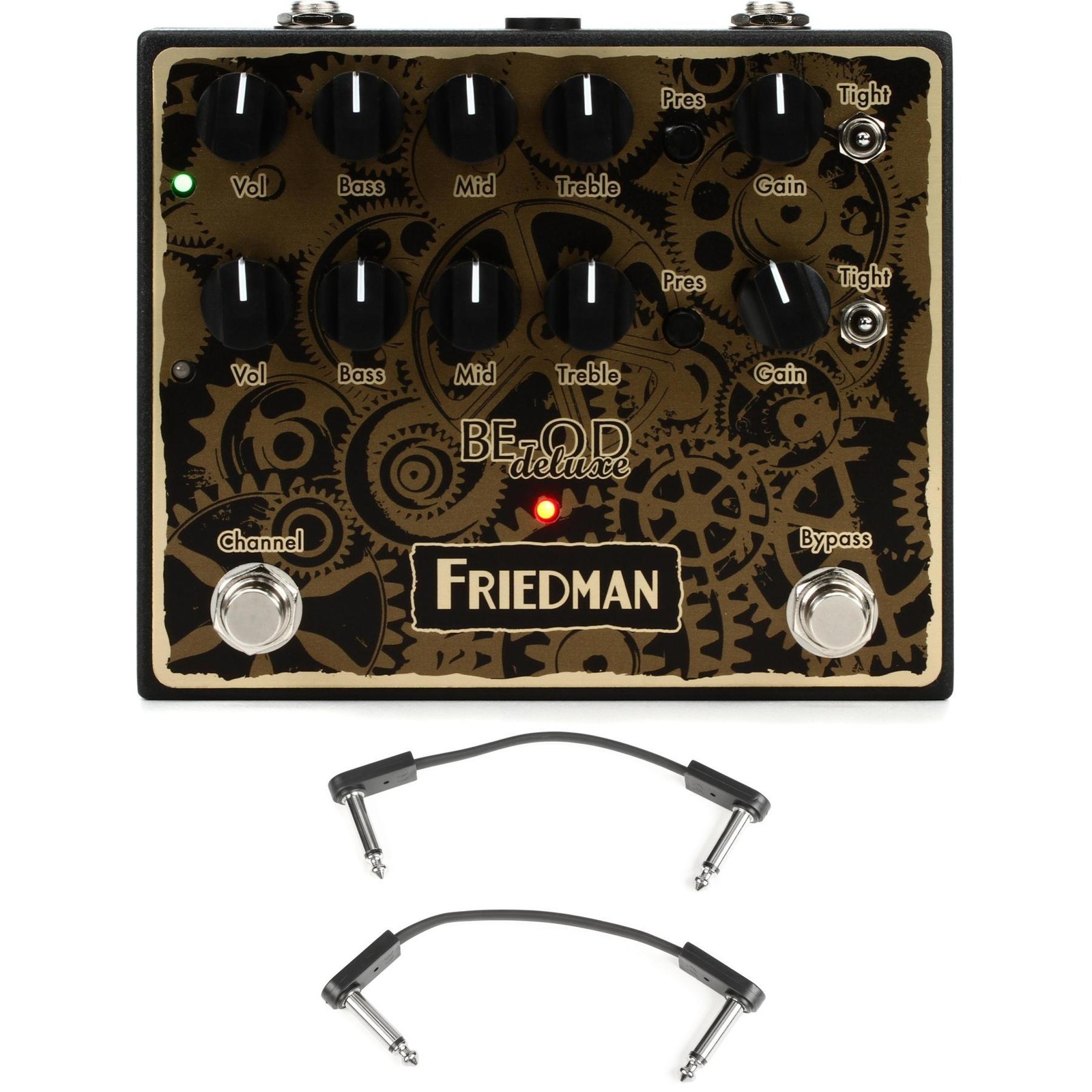 Двойная педаль овердрайва Friedman BE-OD Deluxe с соединительными кабелями EBS - Clockworks