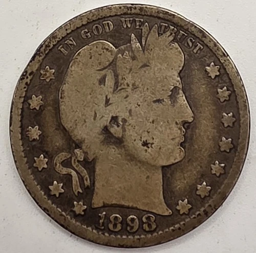 《Silver》1898-S USA BARBER QUARTER -- .1808 OZ of SILVER!!!