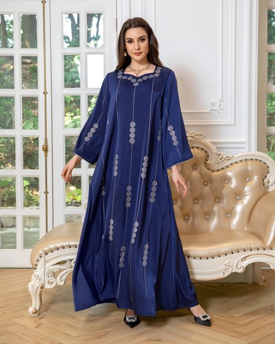 Dubai Muslim Long Maxi Dress Women Kaftan Turkey Islamic Robes Modest Dresses - Picture 42 of 75