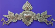 Rustic Mexican tin sacred heart day of the dead angels wall hanging Mexico
