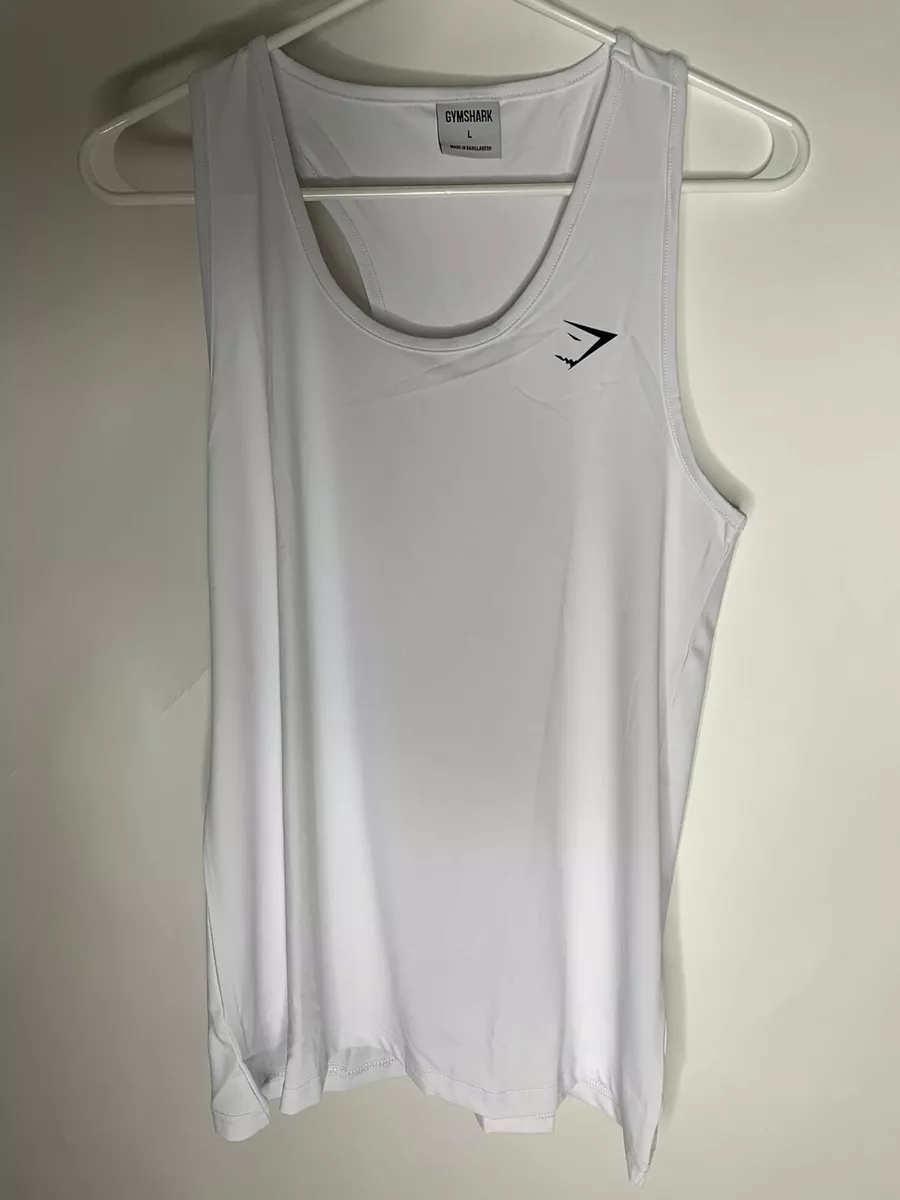 Gymshark Womens L Training Tank Top Gym Shirt Vest Sleeveless White  Racerback