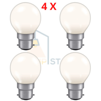 4x weiße Crompton farbglasierte runde 15W B22 Deko Party Glühbirne Lampe