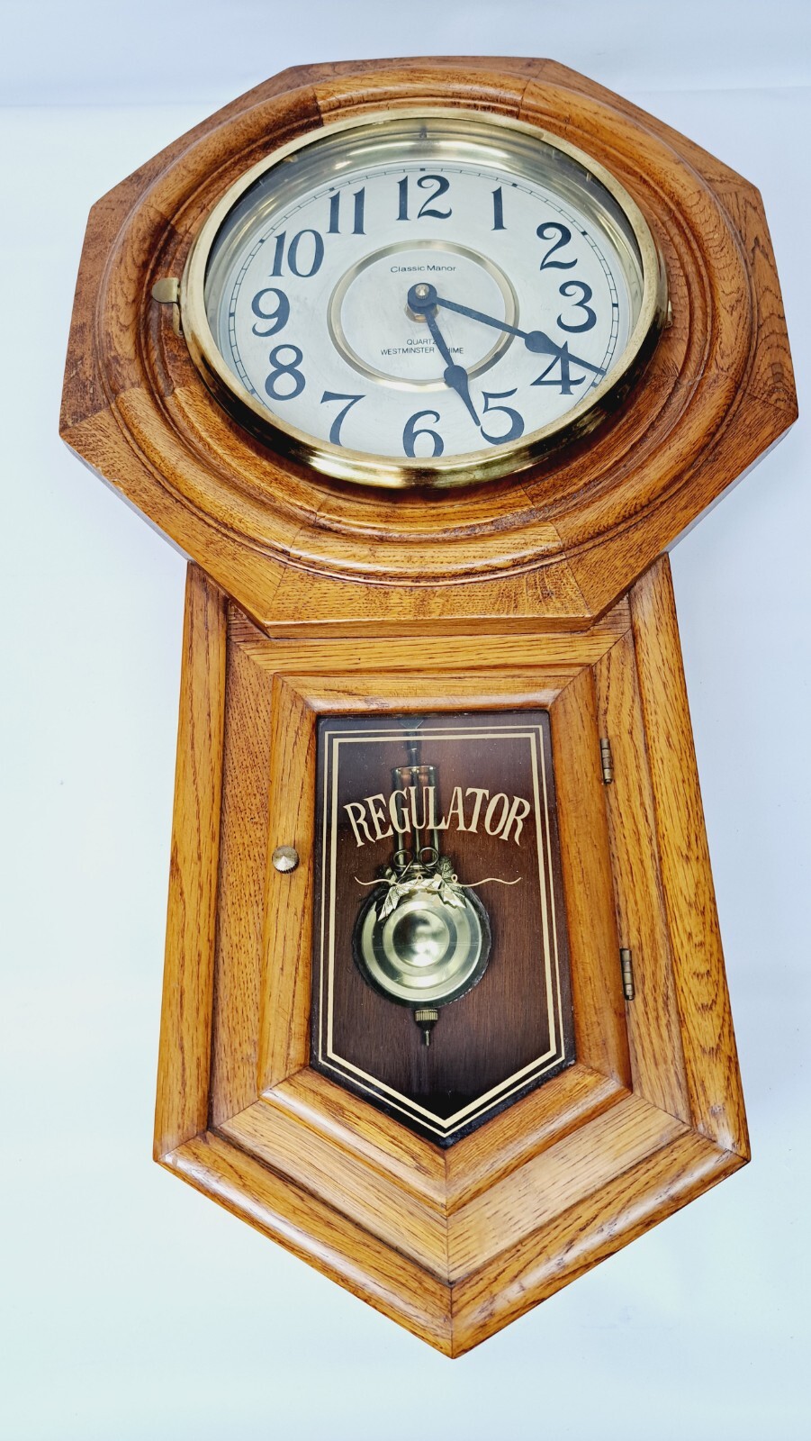 Regulator Classic Manor Wall Clock Westminster Chime Quartz 23”x12.5