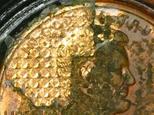 1997 D linclon cent struck on cloth black with copper color cloth design