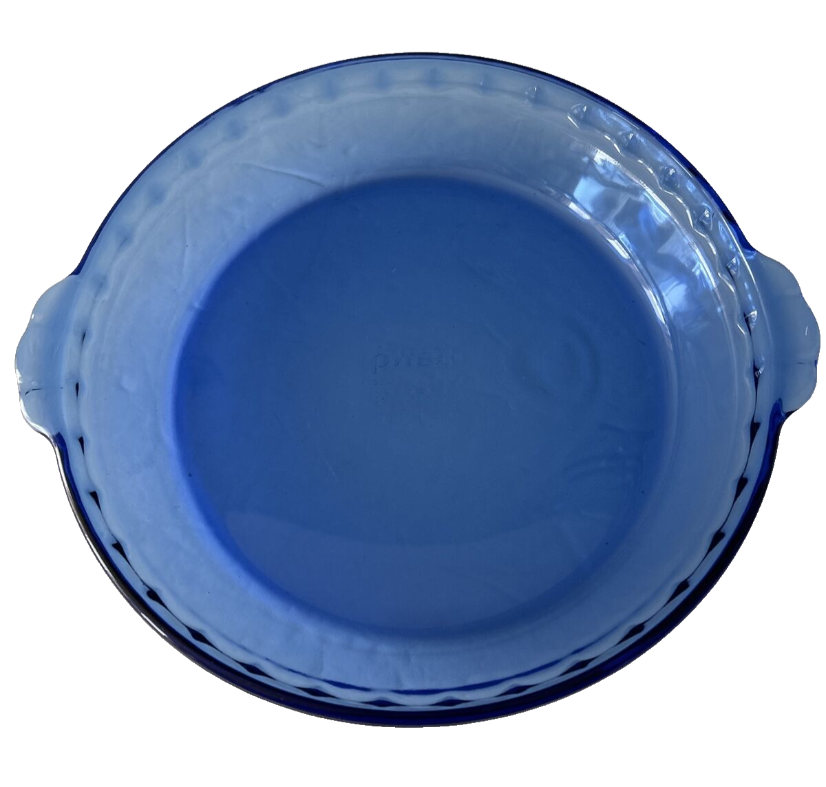 Vintage Pyrex #229 Fluted Deep Dish Pie Pan Cobalt Blue Glass