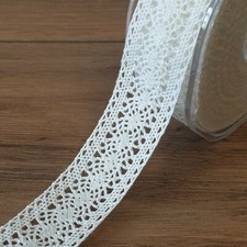 Real Cotton Lace Trim Ribbon Victorian 27mm White/Ivory Vintage Sewing Edge 1M