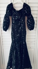 Iorane black Sequins off shoulder puff sleeves Long dress Size XS From Brazil