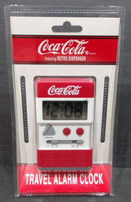New Coca-Cola Travel Alarm Clock #4516C Quartz LCD Clock with Snooze Retro Style