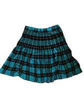 Vintage 80s Black And Blue Plaid Skirt Size 8