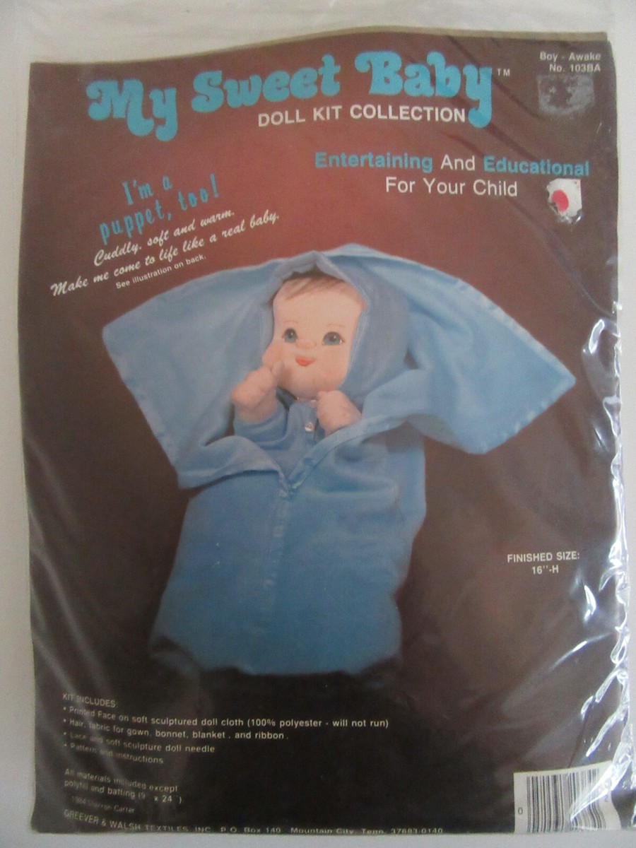 Vtg NIP 1984 My Sweet Baby Doll Kit 103-BOY AWAKE 16&quot; Sculpted 