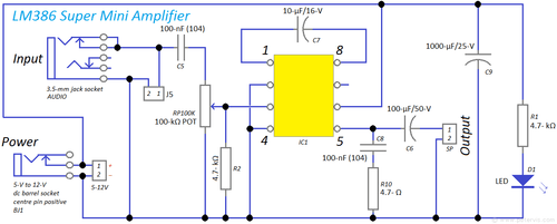 LM386 Super Mini Audio Amplifier DIY Kit Board 35x37mm 3-12V - Unsoldered - Picture 8 of 8