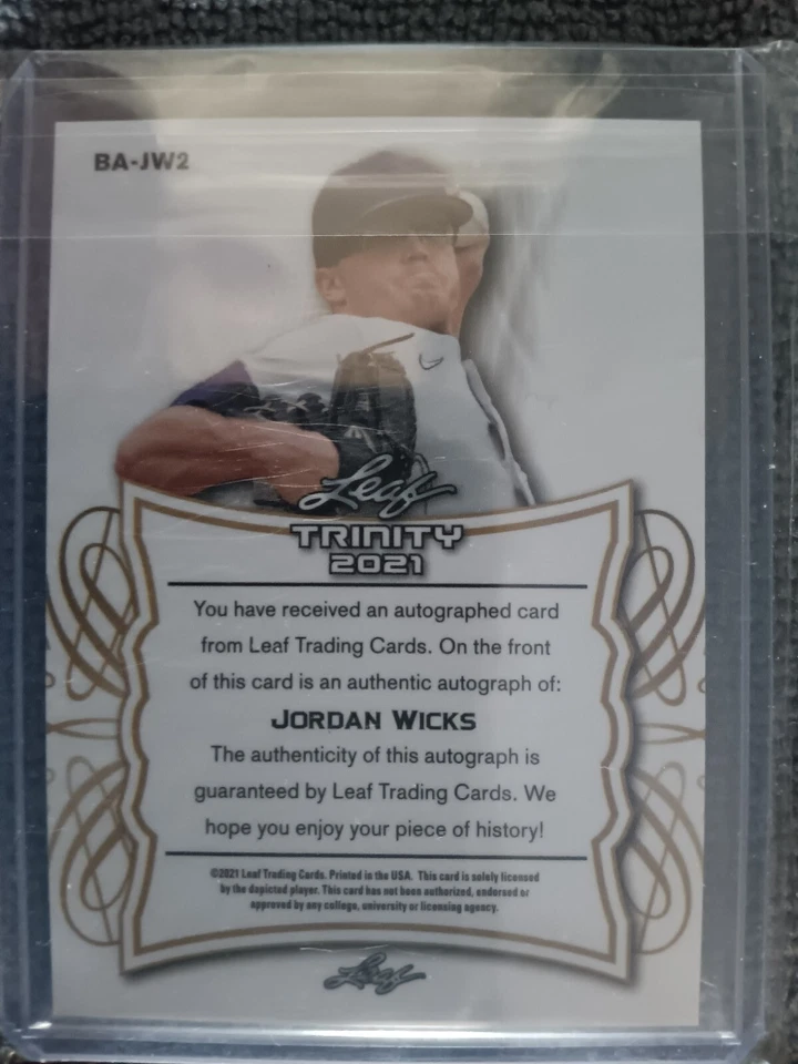 2021 LEAF TRINITY BRONZE JORDAN WICKS AUTO 😎 CHICAGO CUBS 🥵 ⚾️  - Image 2 of 2