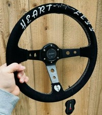 Plat profond 3" JDM 6-BOLT volant piste de course poignée forte cuir daim