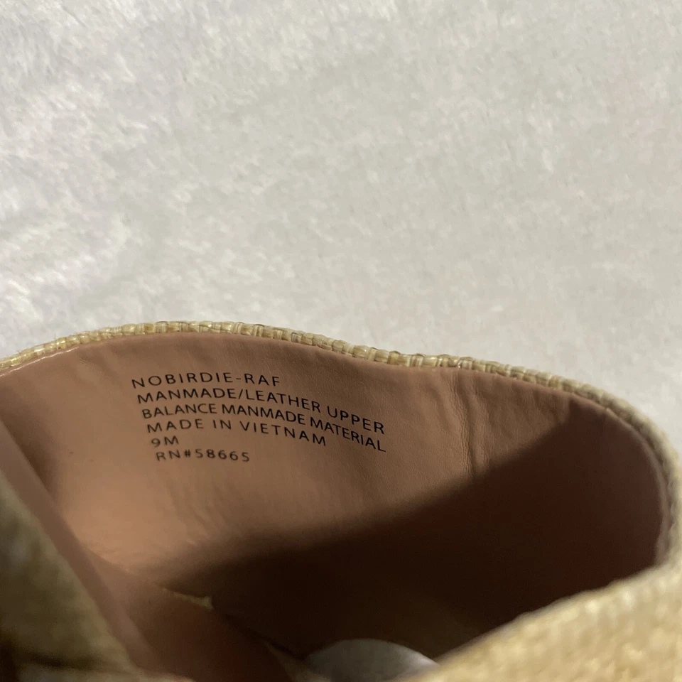 Nordstrom Birdies Sandálias Slide Ráfia Natural Detalhes Dourados Salto Bloco Feminino 9M - Imagem 4 de 4