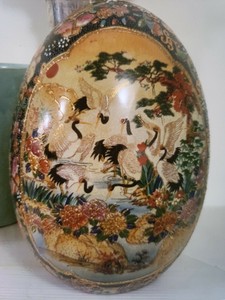 Antique Japanese Satsuma Egg very large impressive perfect cond intricate Estate