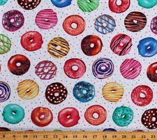 Cotton Donuts Doughnuts Allover Desserts Sweets Fabric Print by the Yard D566.91