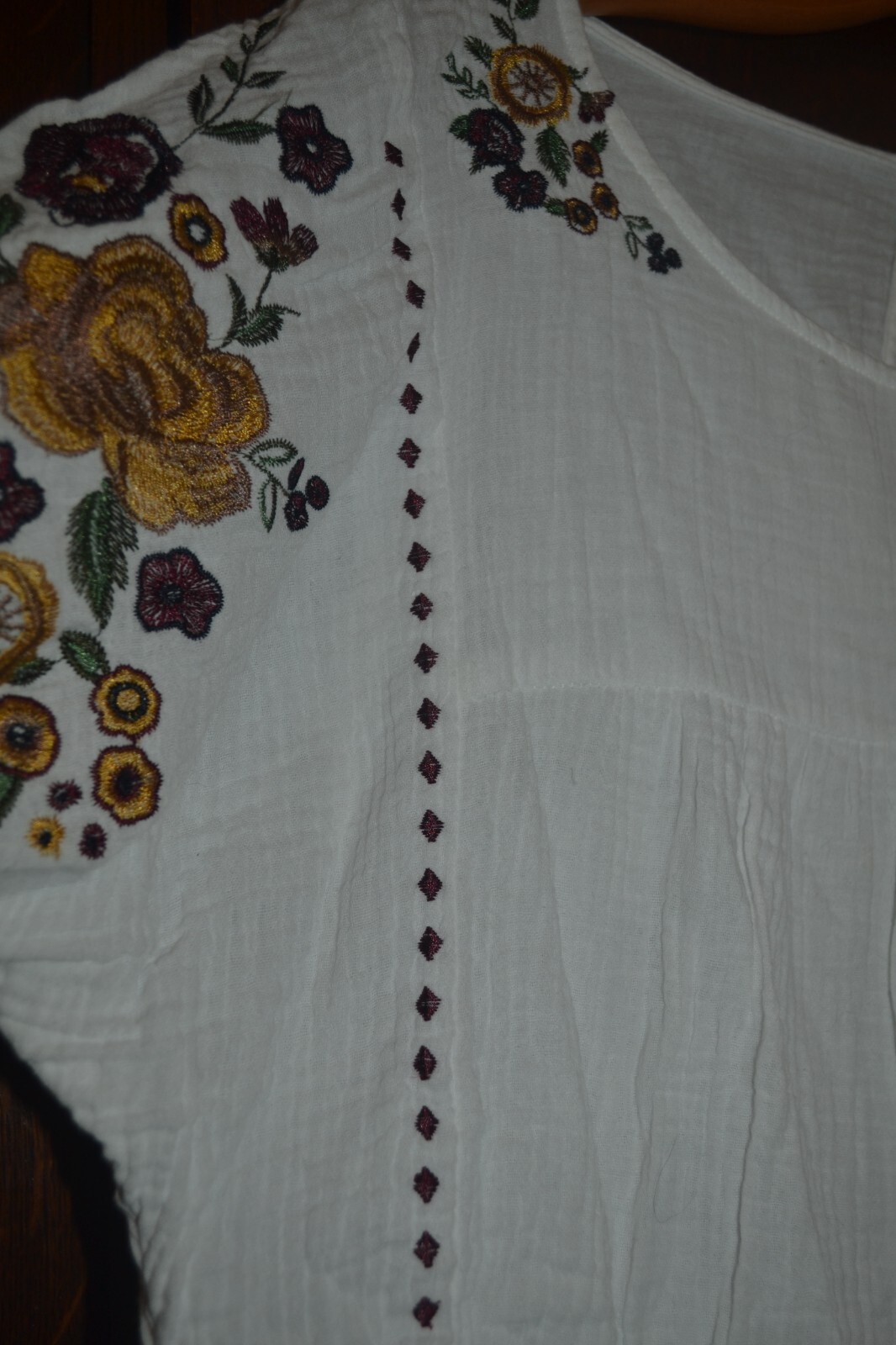 IVORY TEXTURED EMBROIDERED TUNIC TOP BY SHYANNE FOR ANTHROPOLOGIE XXL