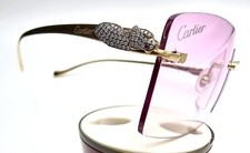 Cartier Rimless Custom Diamond Gold Sunglasses