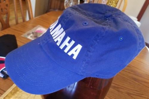 YAMAHA Baseball Cap Hat Motocross Outboard Fishing White Blue Strapback One Size - Picture 2 of 10