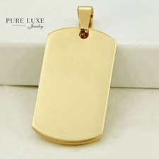 Men's Stainless-Steel 55mm DOG TAGS Classic Pendant Unisex Gold plated BOX