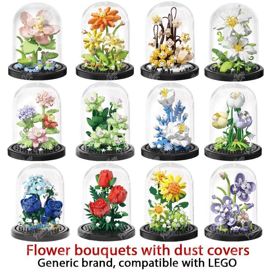 LEGO Flower Bouquet Building Kit with Roses Orchids Sunflowers and LED Lights