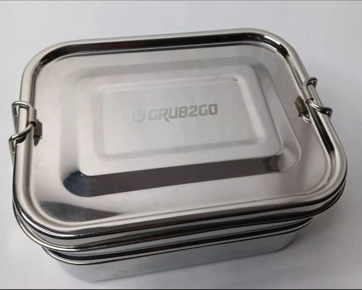 GRUB2GO Bento Box Stainless Steel 4 Piece Meal Container Lunch Box Stacking